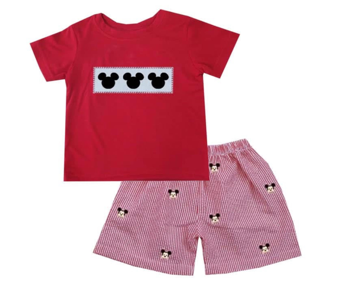 Knit Mouse Smocked Boys Set