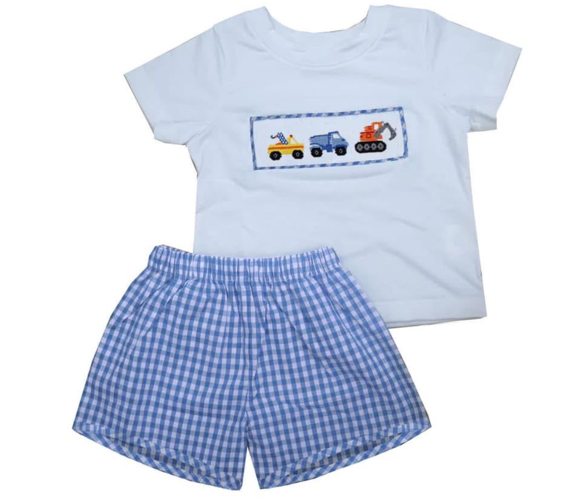 Construction Smocked Shorts Set