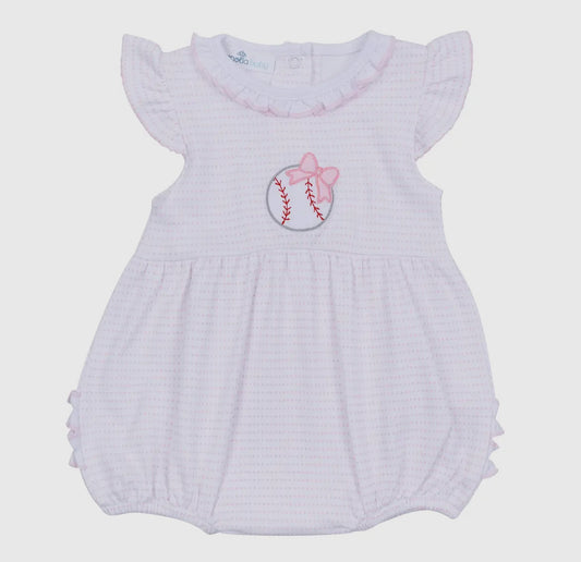 Pink Baseball Appliqué Pima Bubble