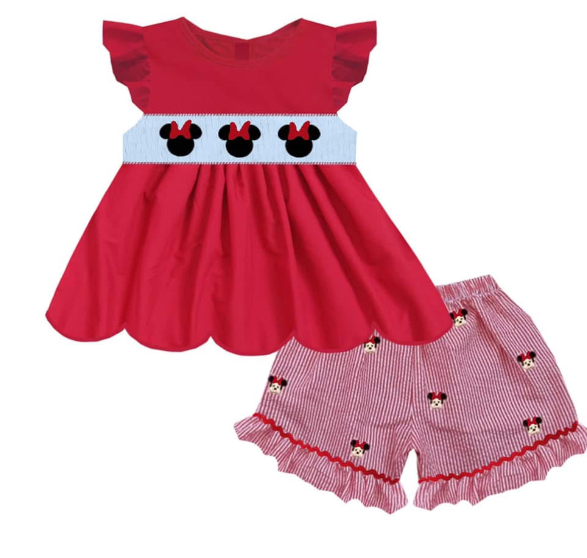 Knit Mouse Smocked Girls Set