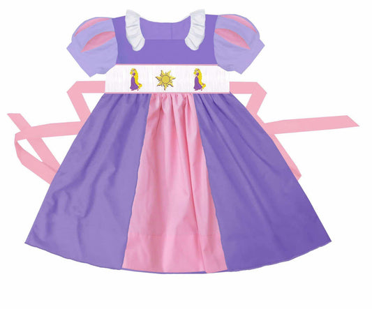 Purple Princess Smock Dress