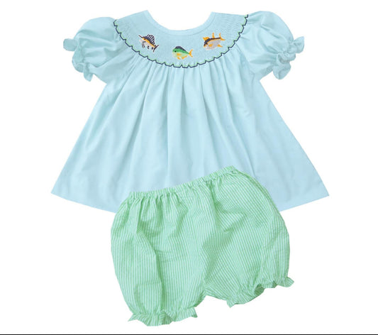 Smocked Fish Bloomer Set