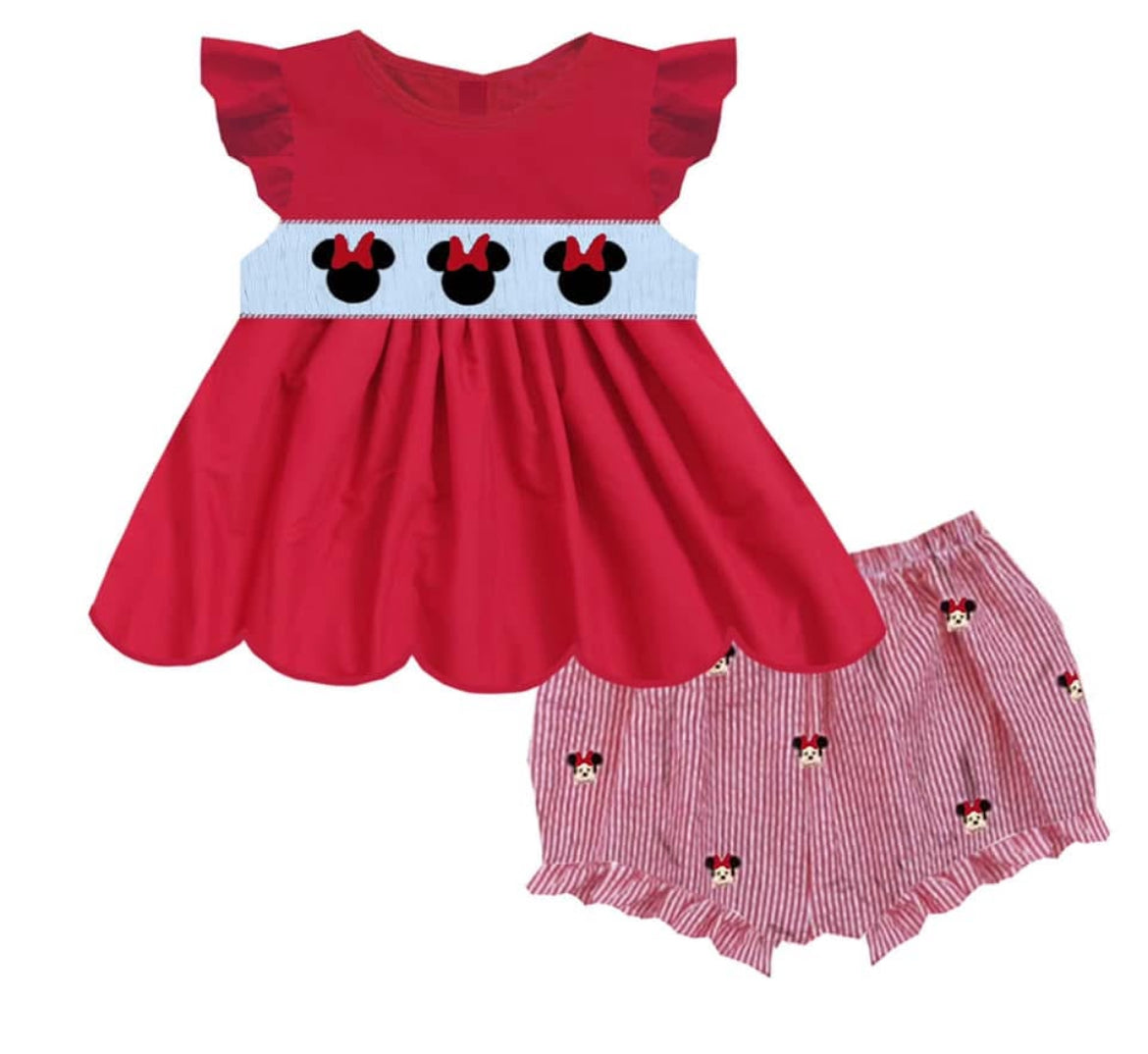 Knit Mouse Smocked Girls Set