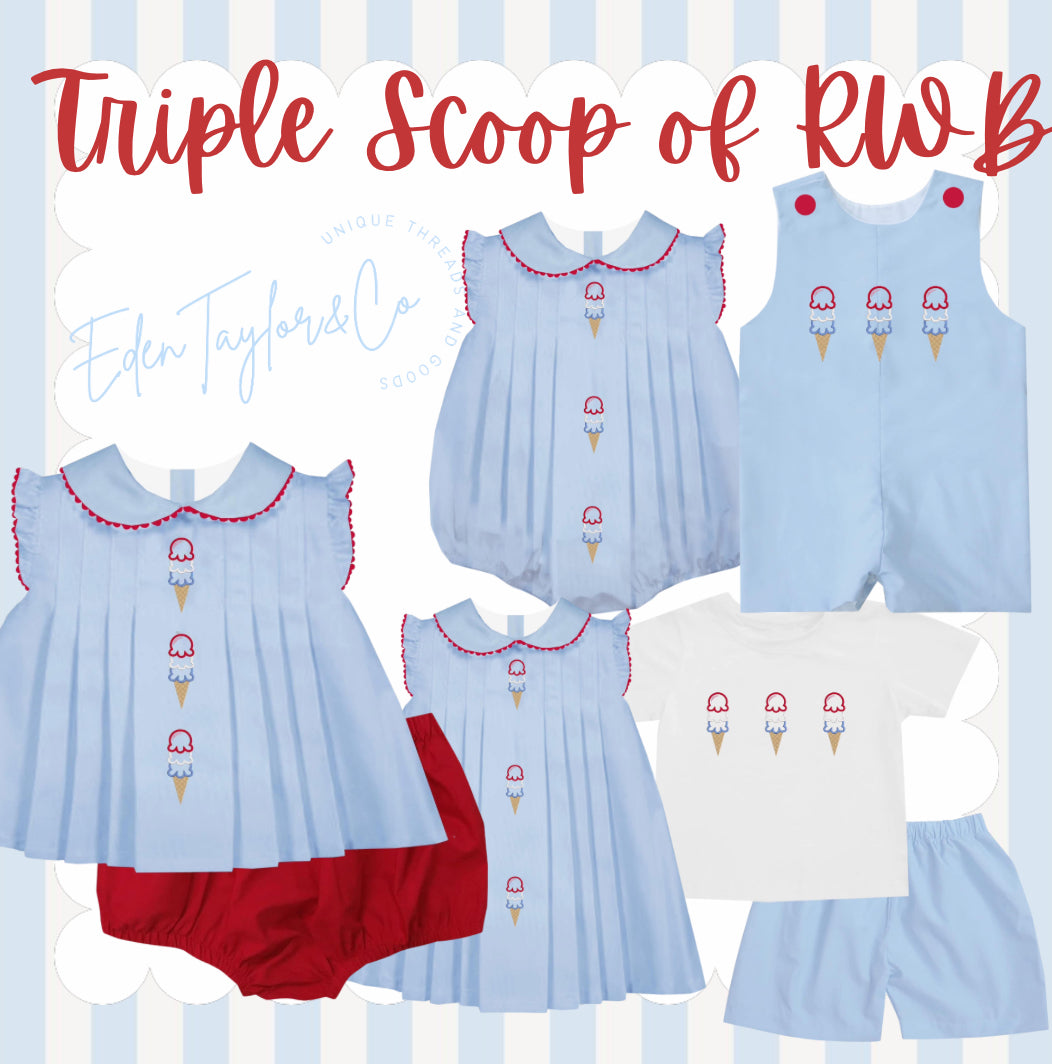 Triple Scoop Embroidered Boy Bubble