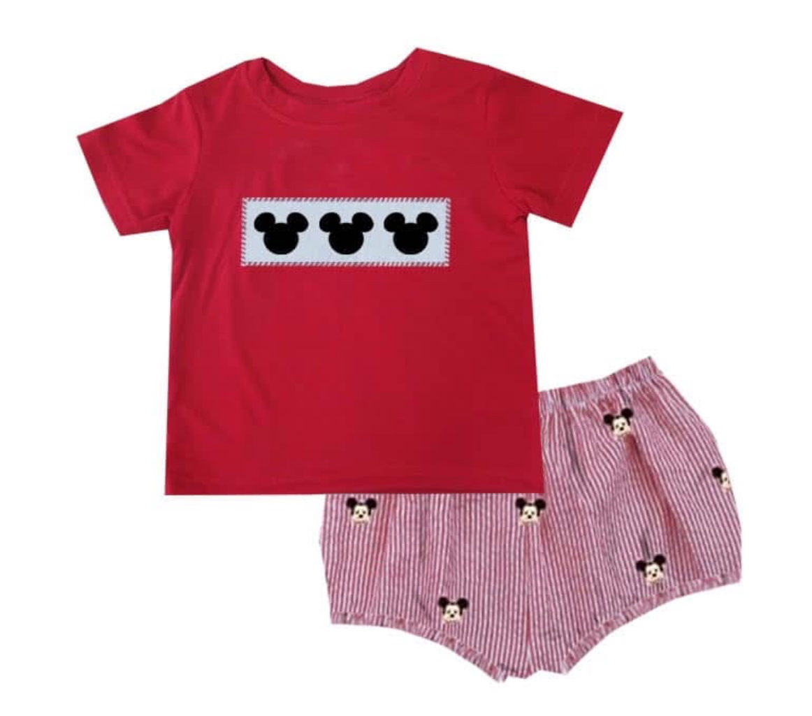 Knit Mouse Smocked Boys Set