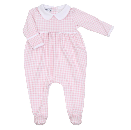 Pink Gingham Pima Cotton Footie