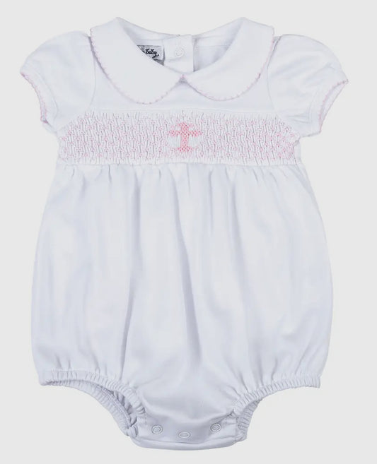 Pink Smocked Cross Pima Bubble